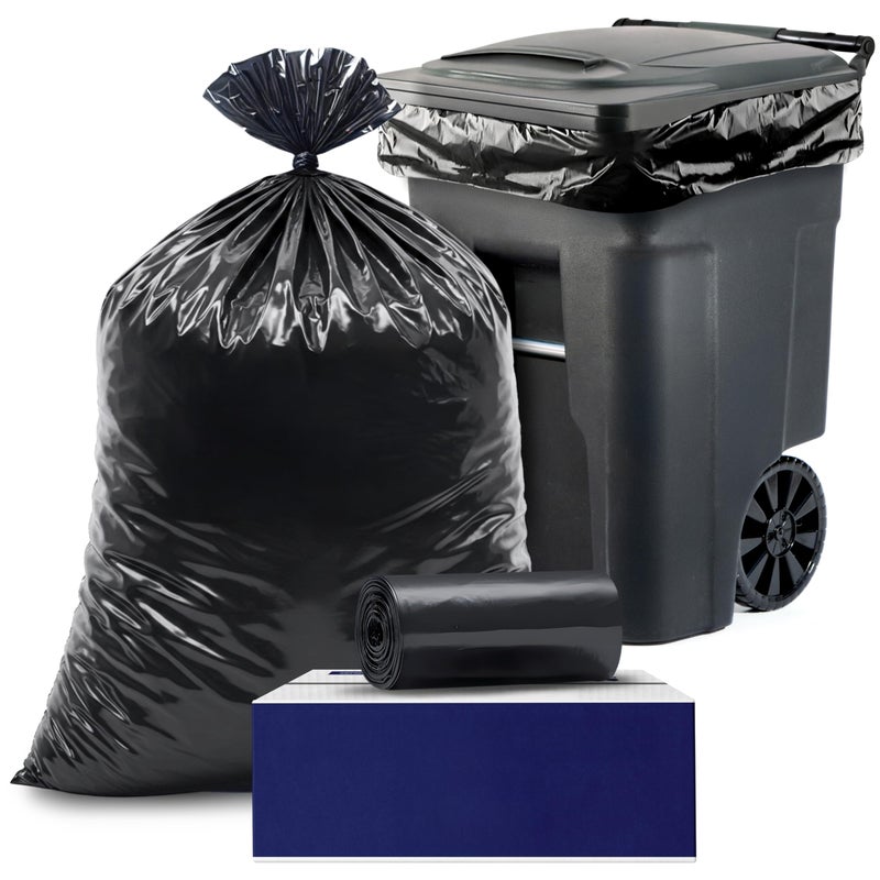 Plasticplace 6465 Gallon Black Trash Bags Heavy Duty Toter Can Liners Tear LeakProof Industrial Strength 25 Count Large Garbage Bags for Kitchen Commercial Use 12 Mil 50 x 60